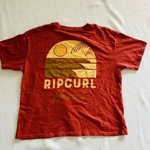 NWOT Medium Rip Curl Hawaii Scarlet Red Cropped Tshirt Graphic Print Beach Surf